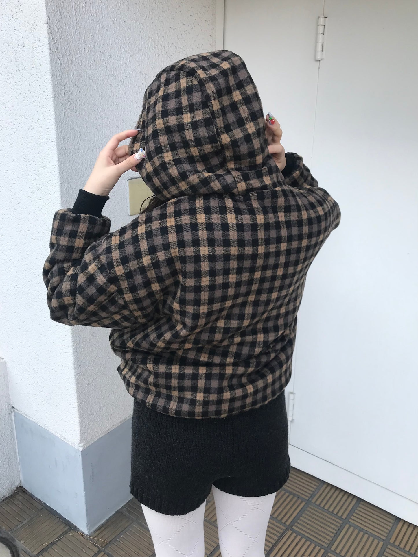 リバーシブルボアチェックアウター DPB89169