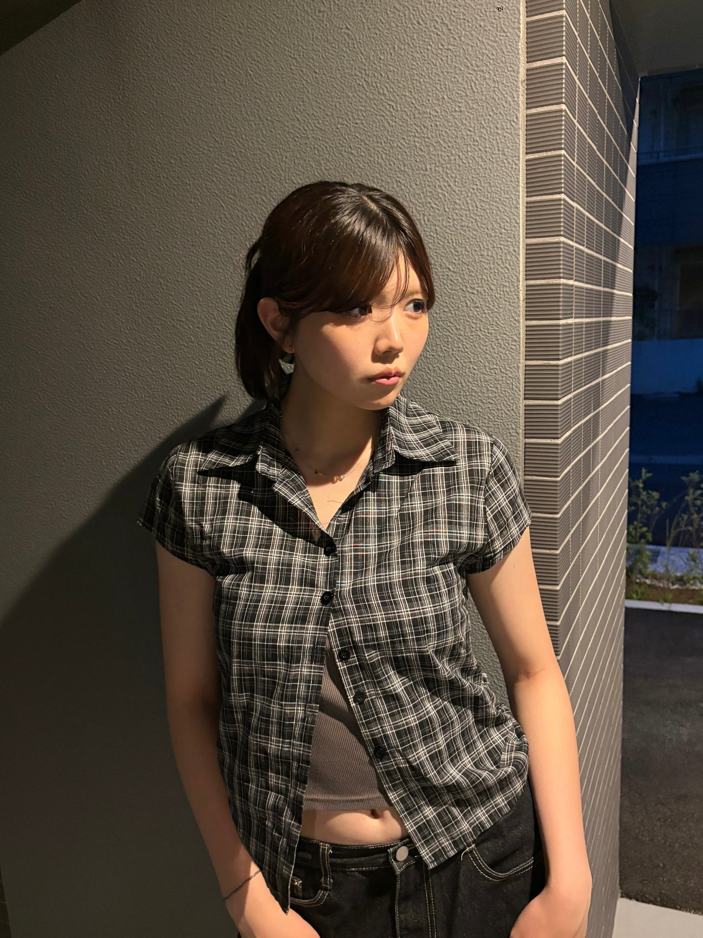 ドローストリングショートチェックシャツ DPC08050