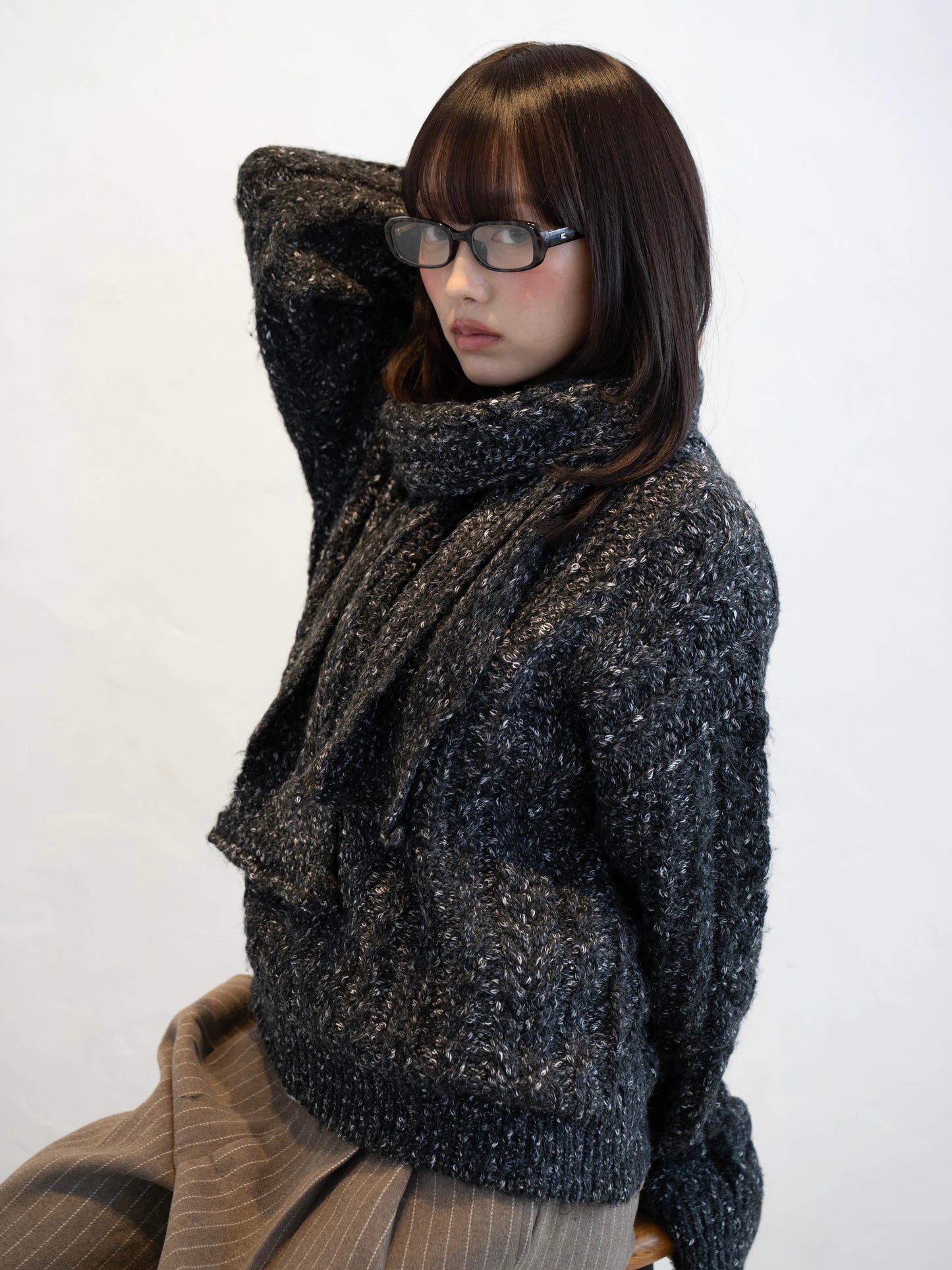 マフラー付きマーブルニット DPC02002