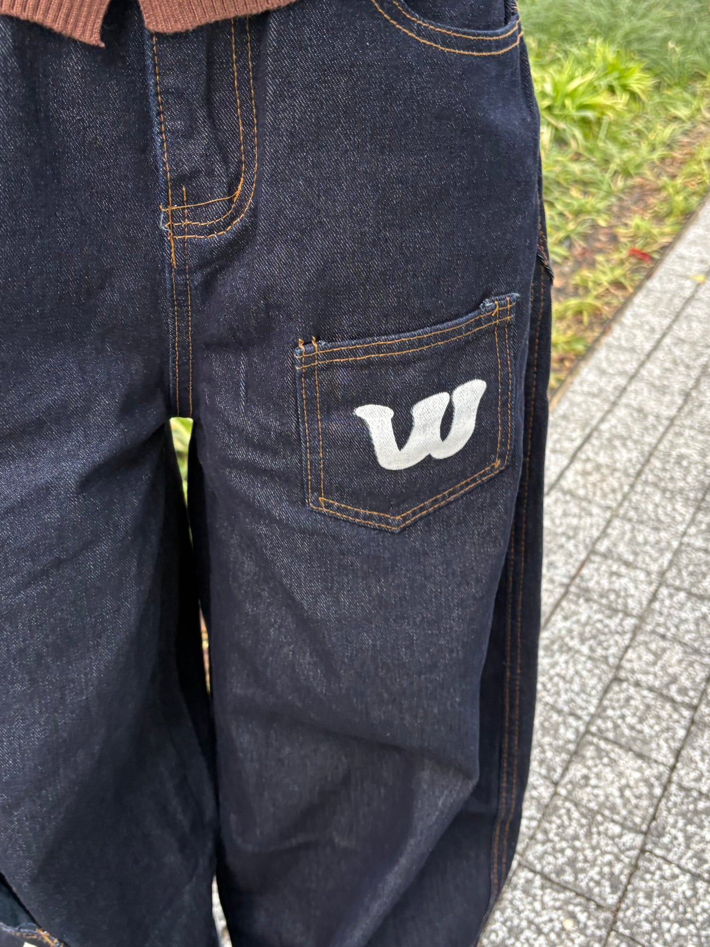 レタープリントシミターデニムパンツ DPB99002