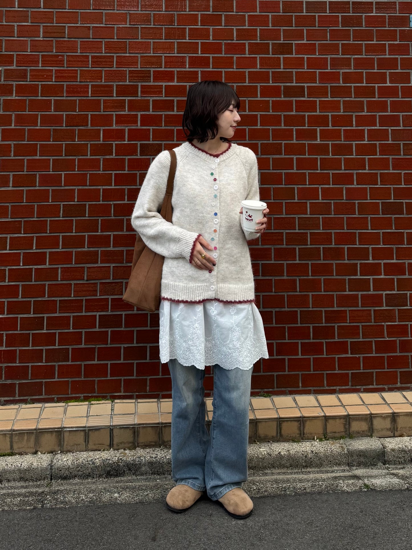 カラフルボタンバイカラーカーディガン DPC03016