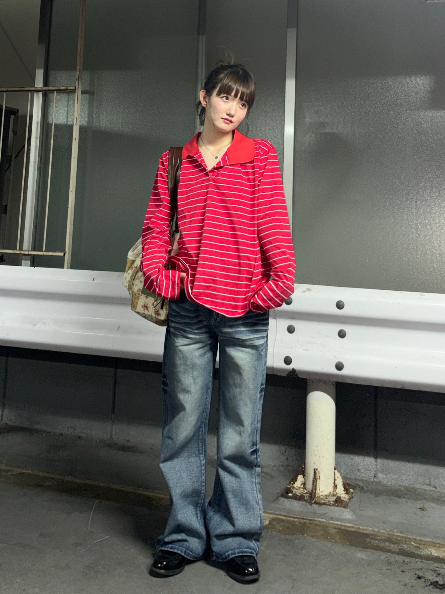 レトロセミワイドレッグデニムパンツ DPA43670
