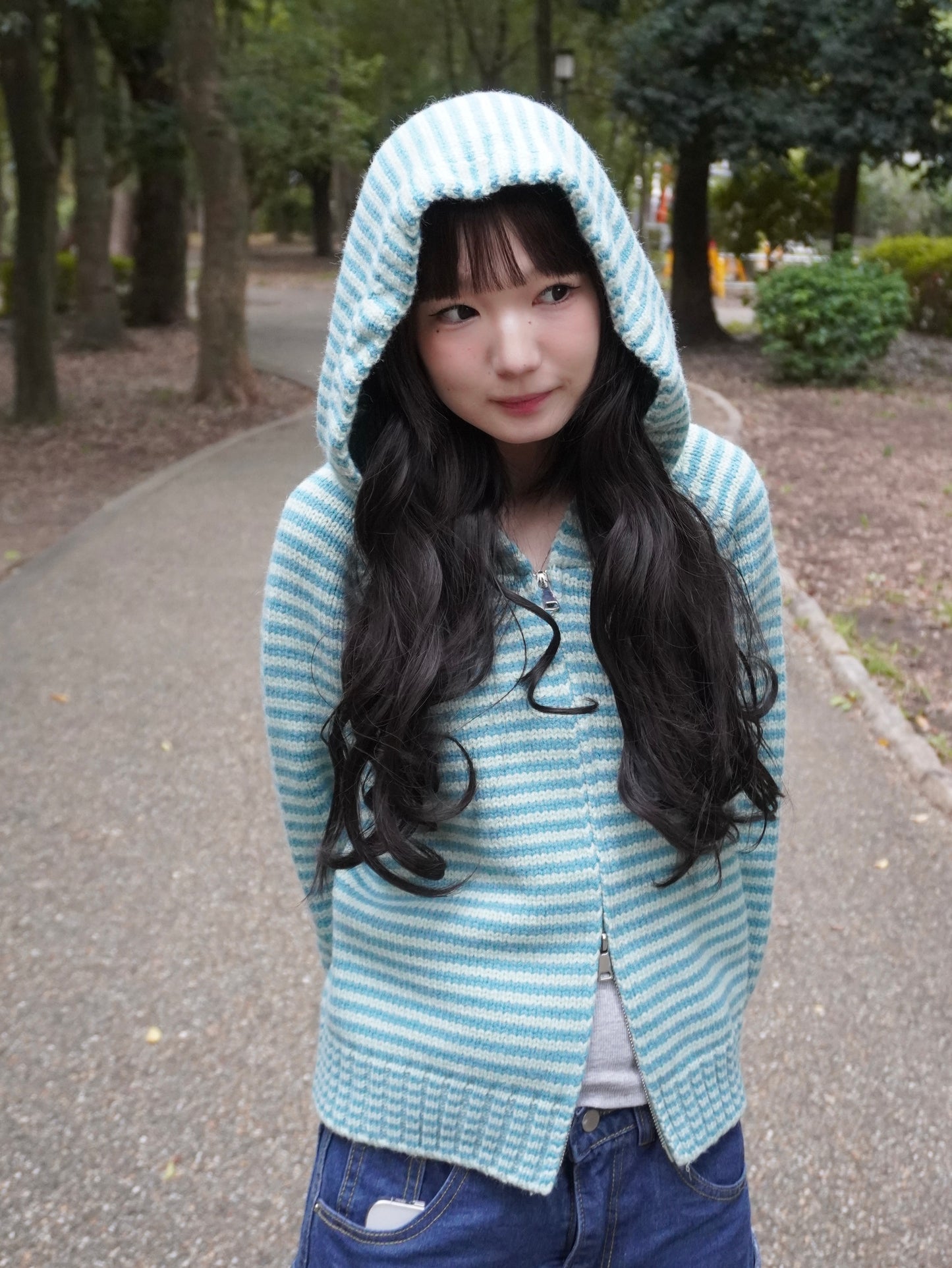 ボーダーニットダブルジップパーカー DPB85367