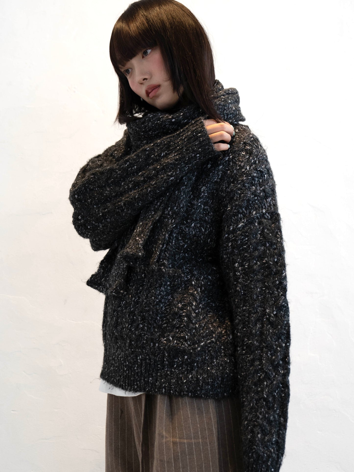 マフラー付きマーブルニット DPC02002