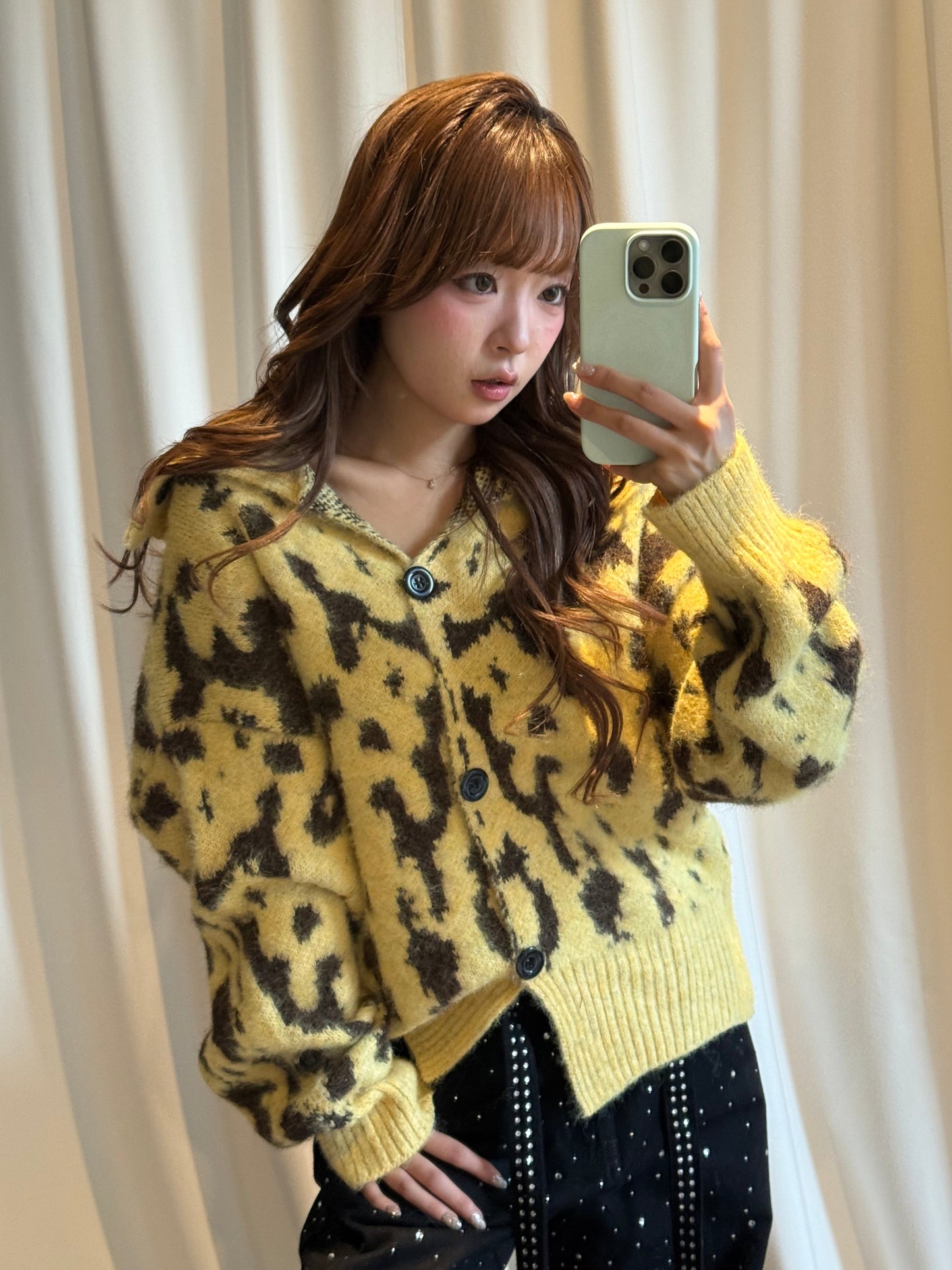 レオパードハイネックカーディガン DPB86181