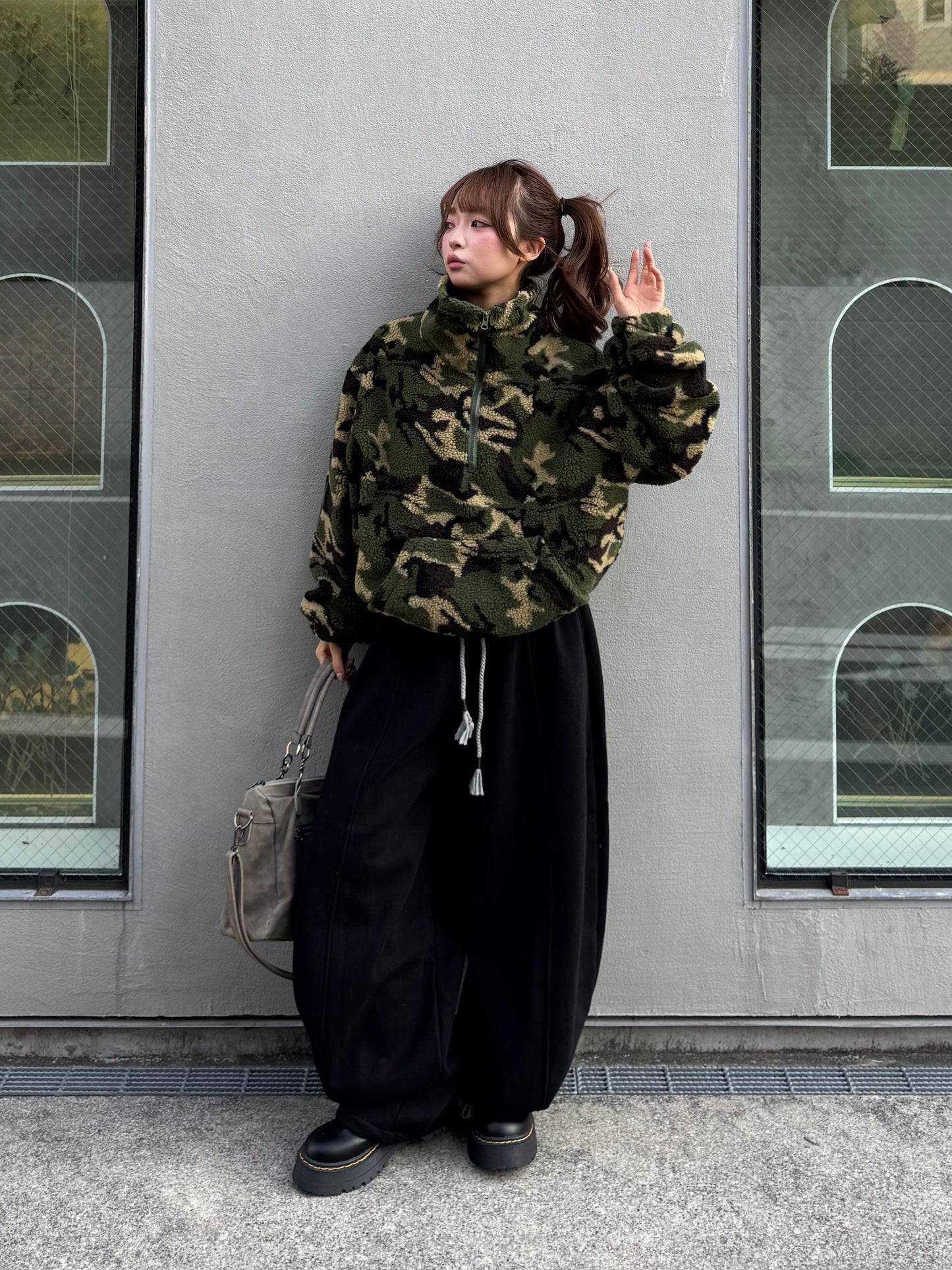 カモフラボアハーフジッププルオーバー DPB86180