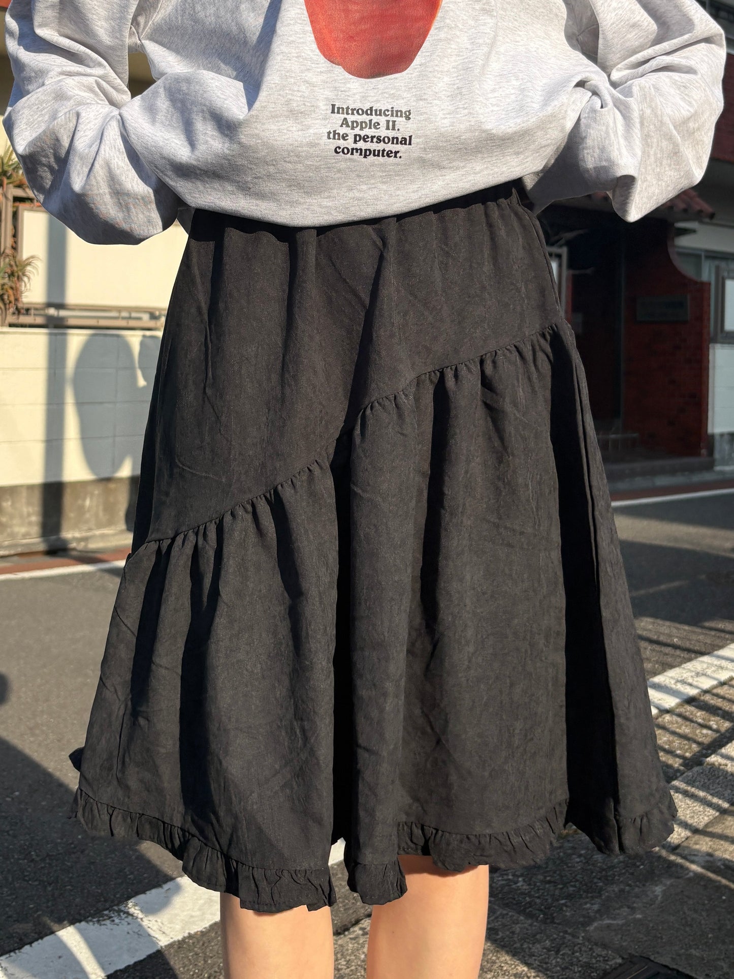 アシメフリルブラックスカート DPA43752