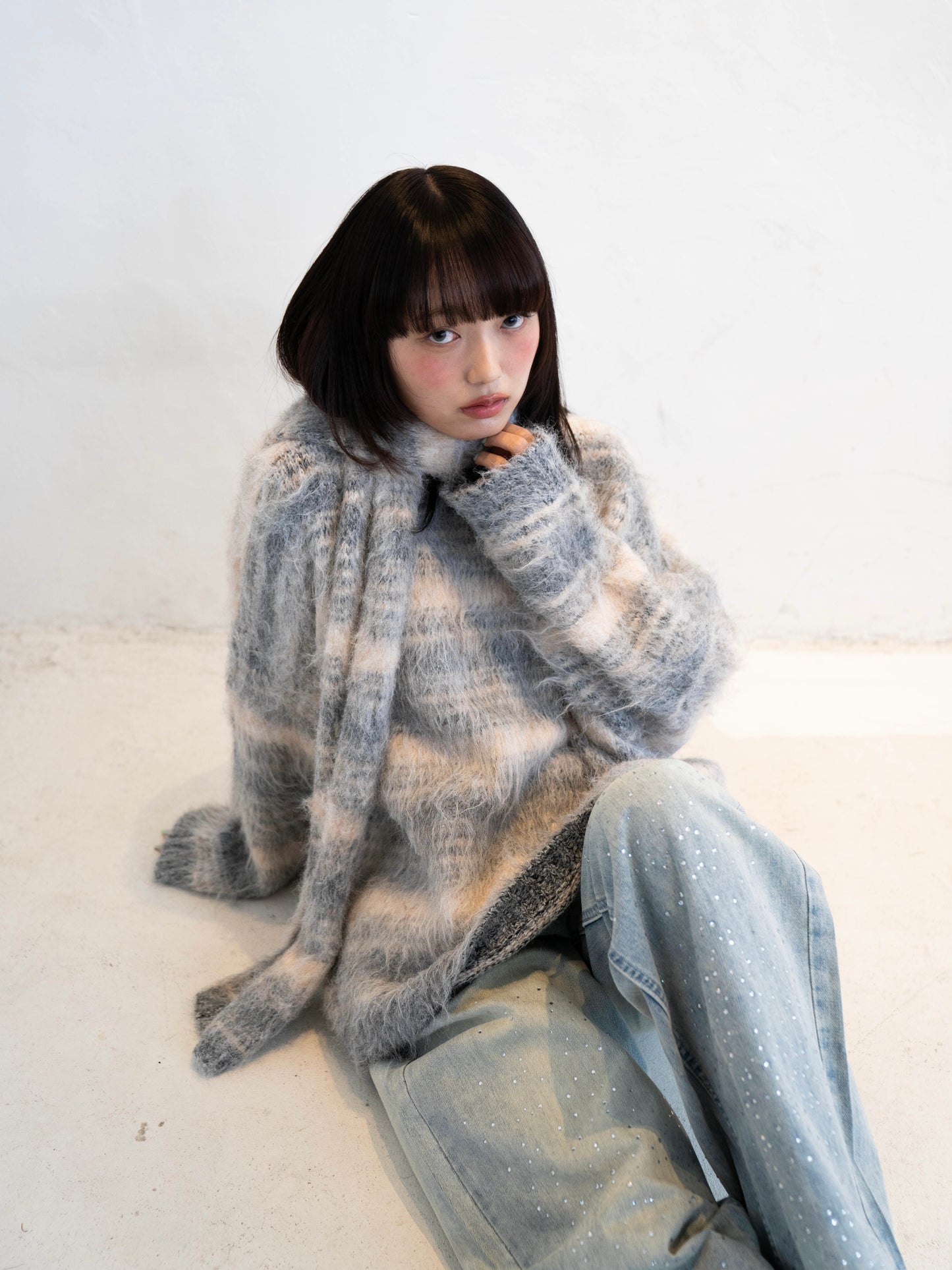 リボンマフラーボーダーニット DPC02005