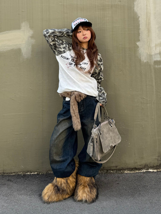 ファーベルト付きデニムパンツ DPB86226