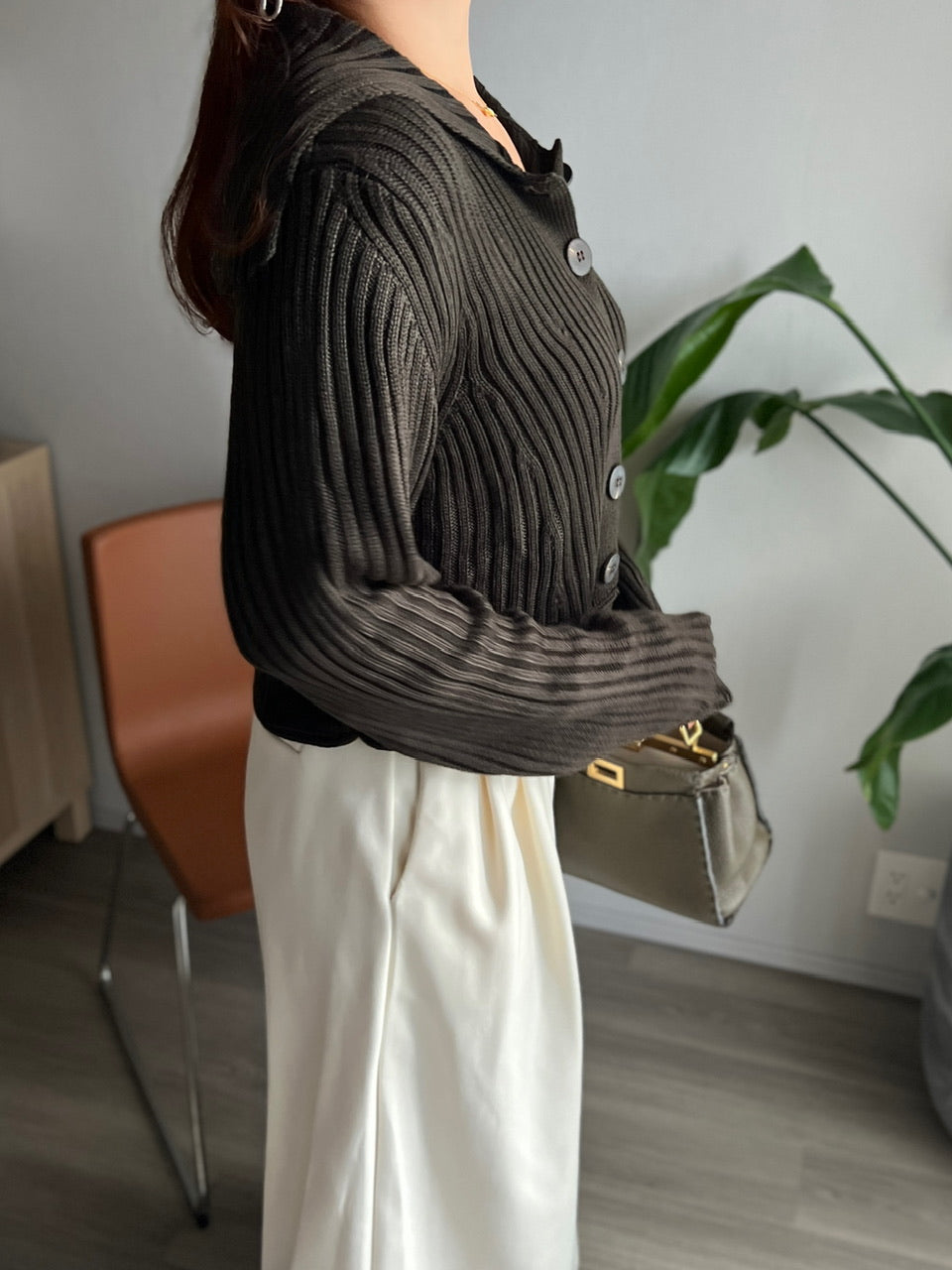 リブボタンニットトップス DPB56340