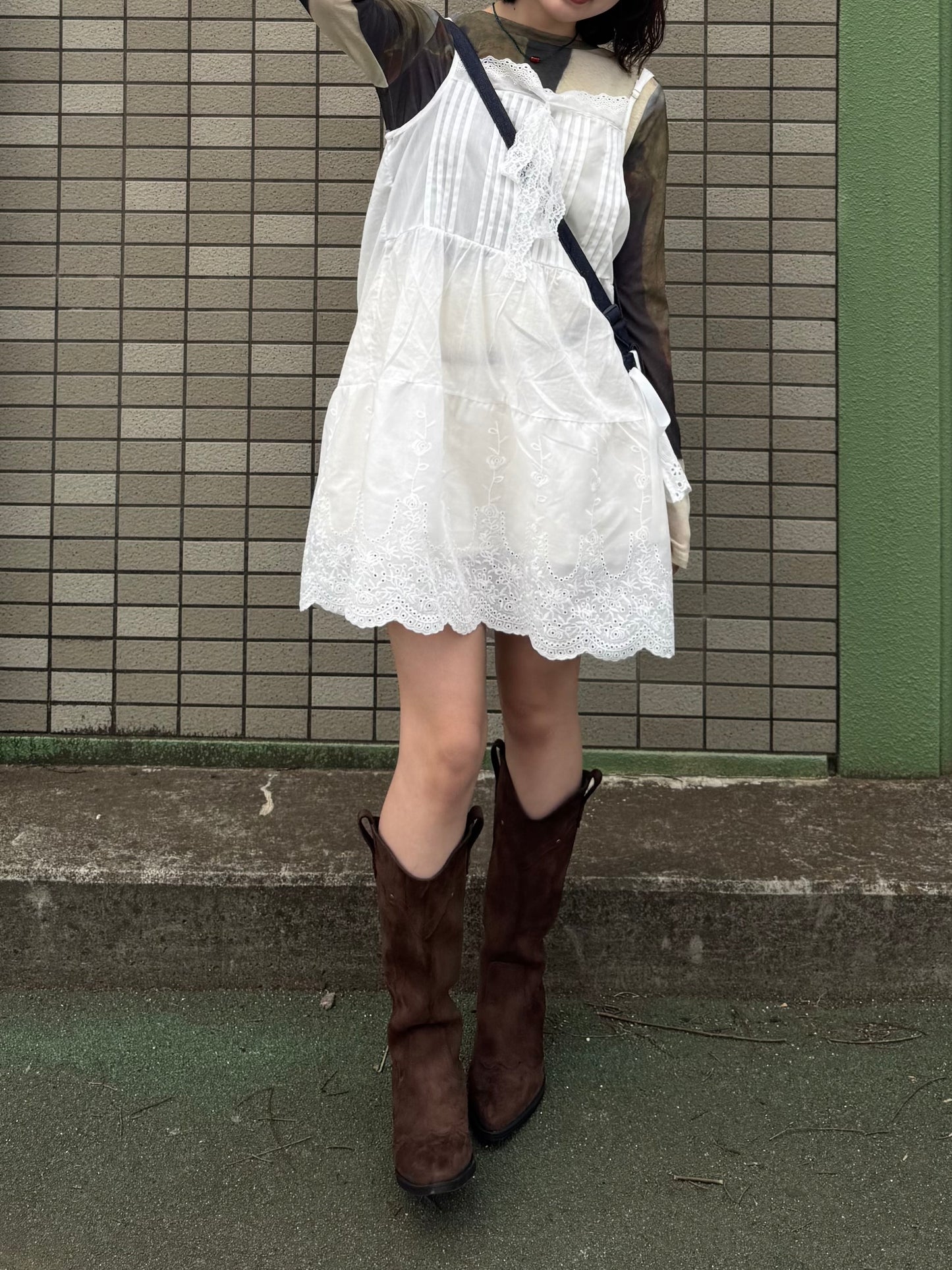 レースレイヤードキャミワンピース DPC03019