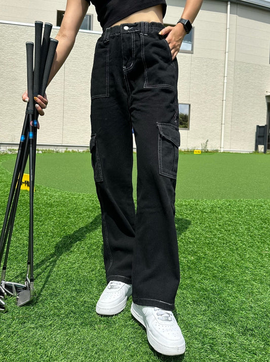 ステッチブラックカーゴパンツ DPB47141