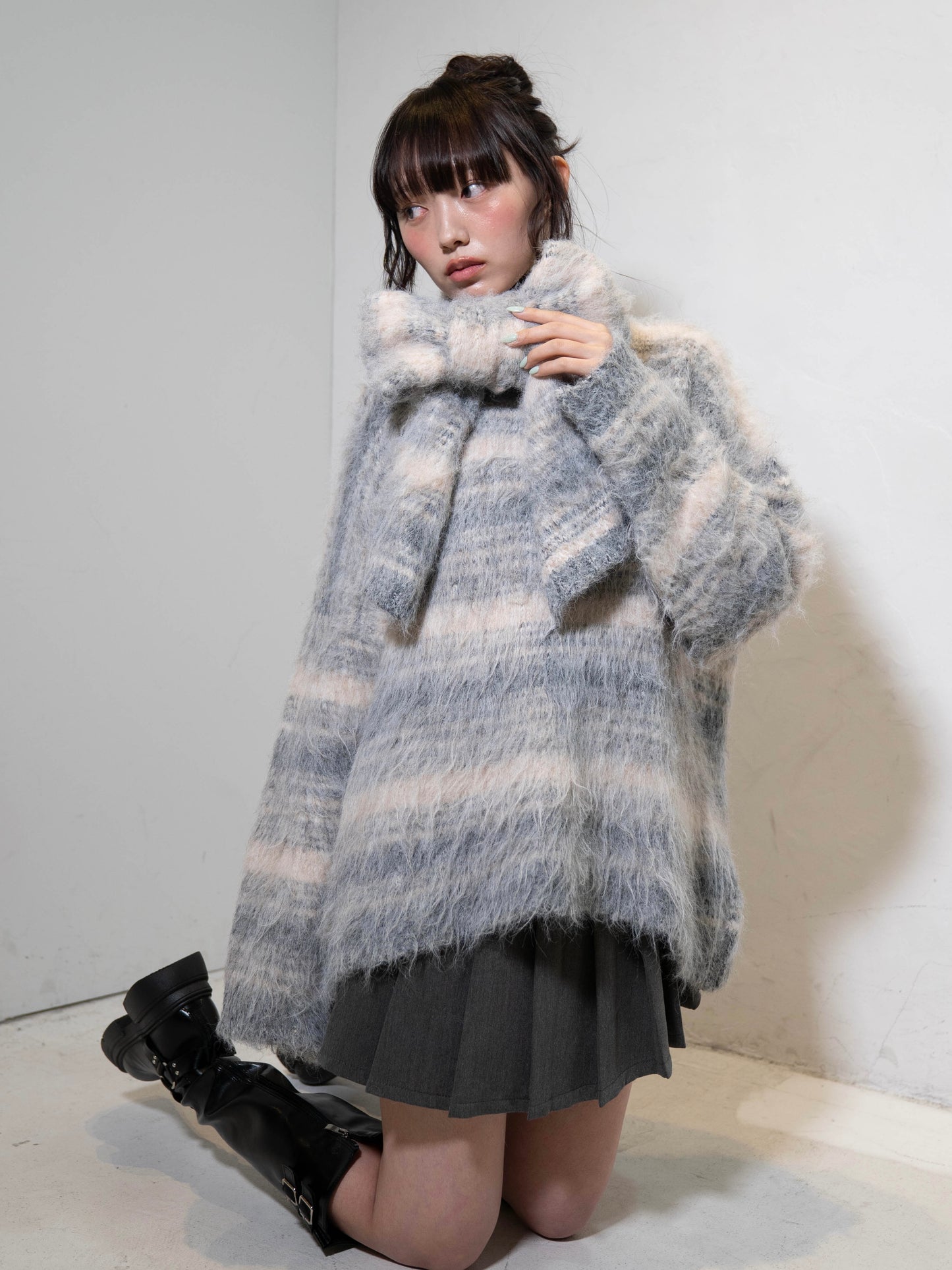 リボンマフラーボーダーニット DPC02005