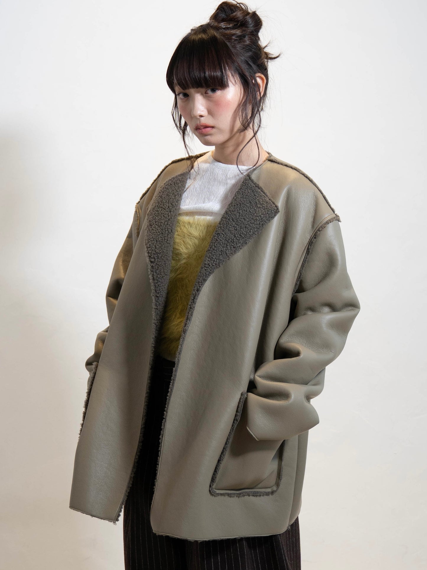 ポイントボアフェイクレザージャケット DPC02010