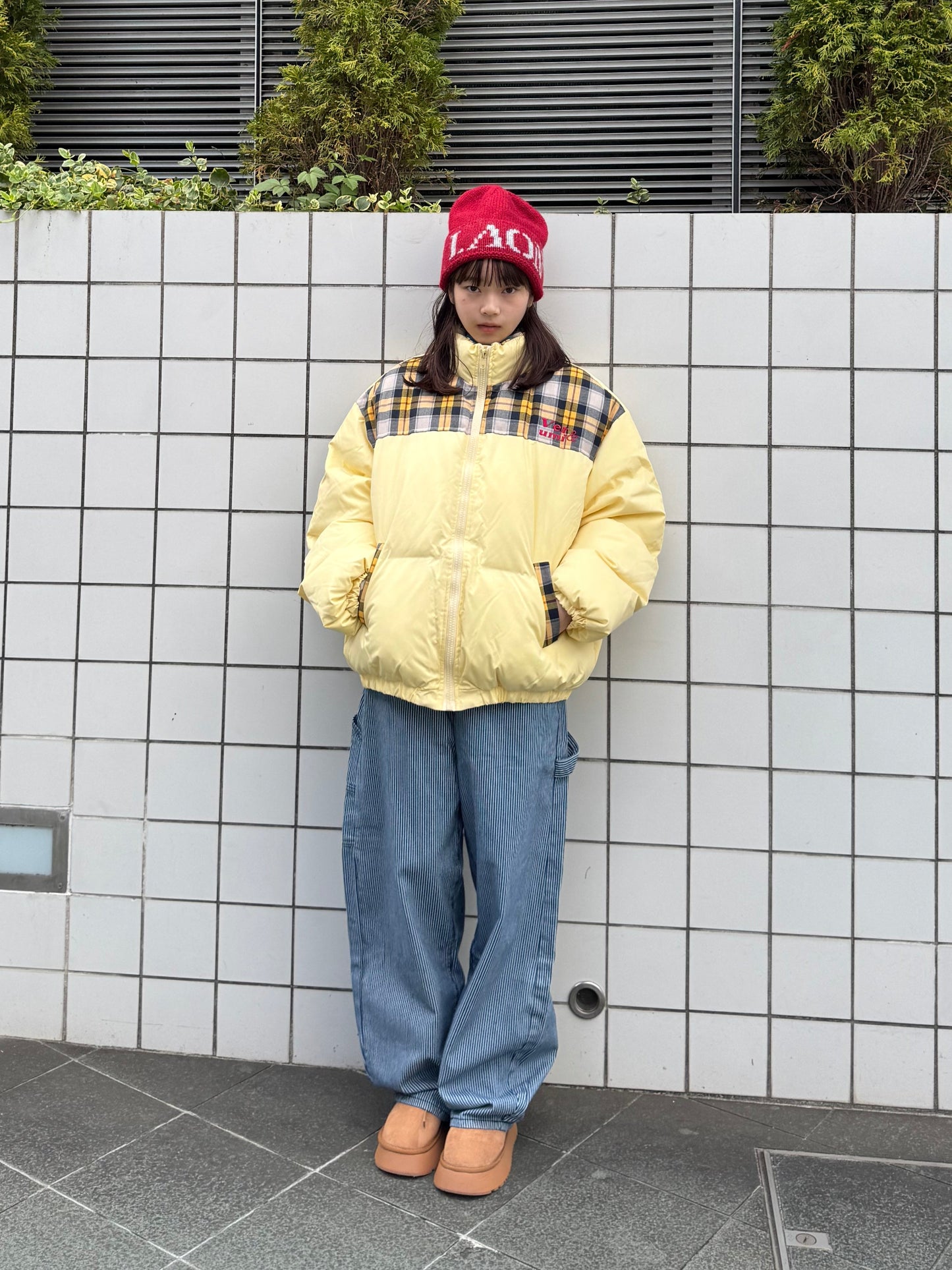 イエローチェックダウンジャケット DPB91045