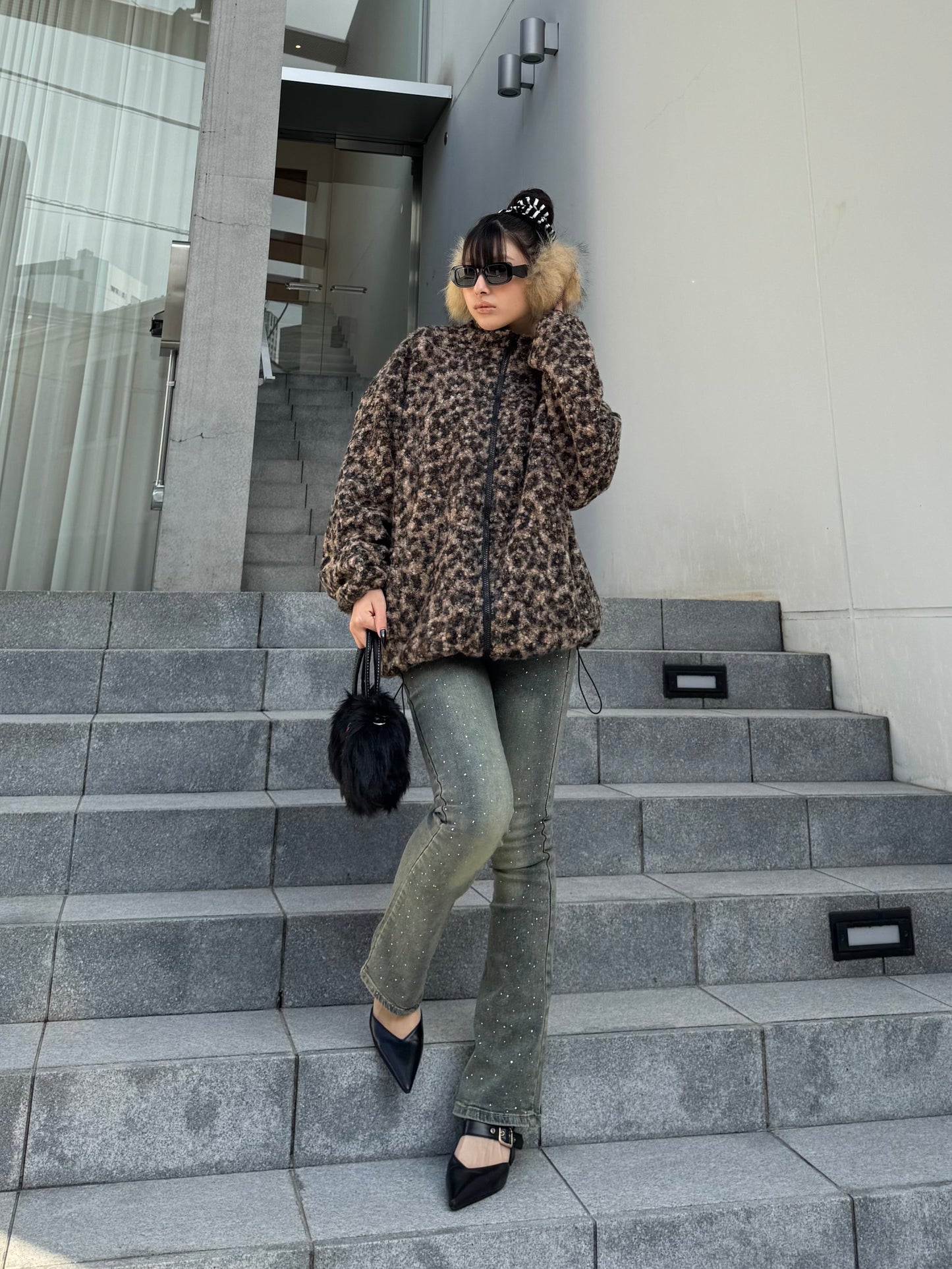 レオパードボアジップジャケット DPB86166