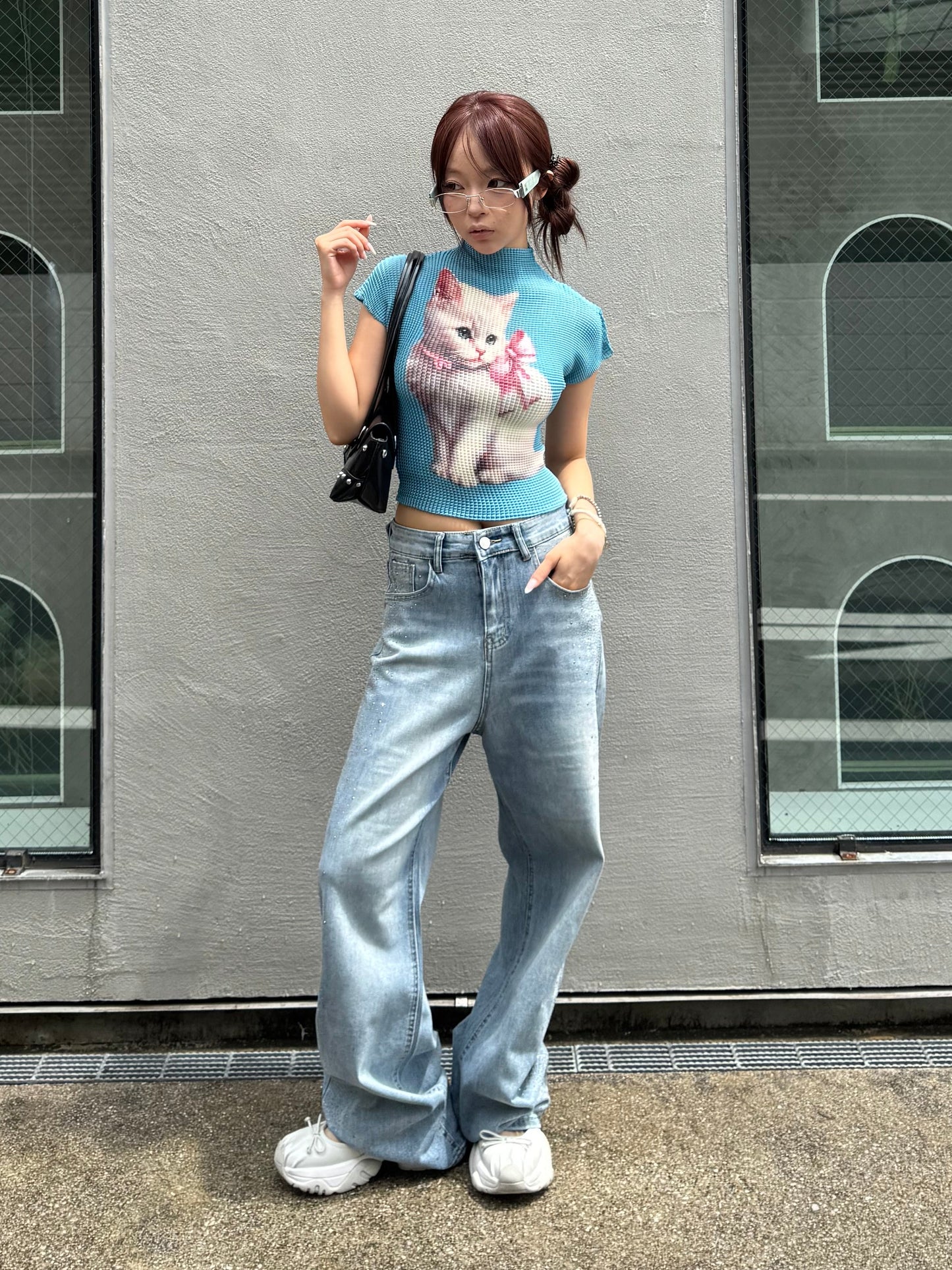 バックリボンストーンデニムパンツ DPB86305