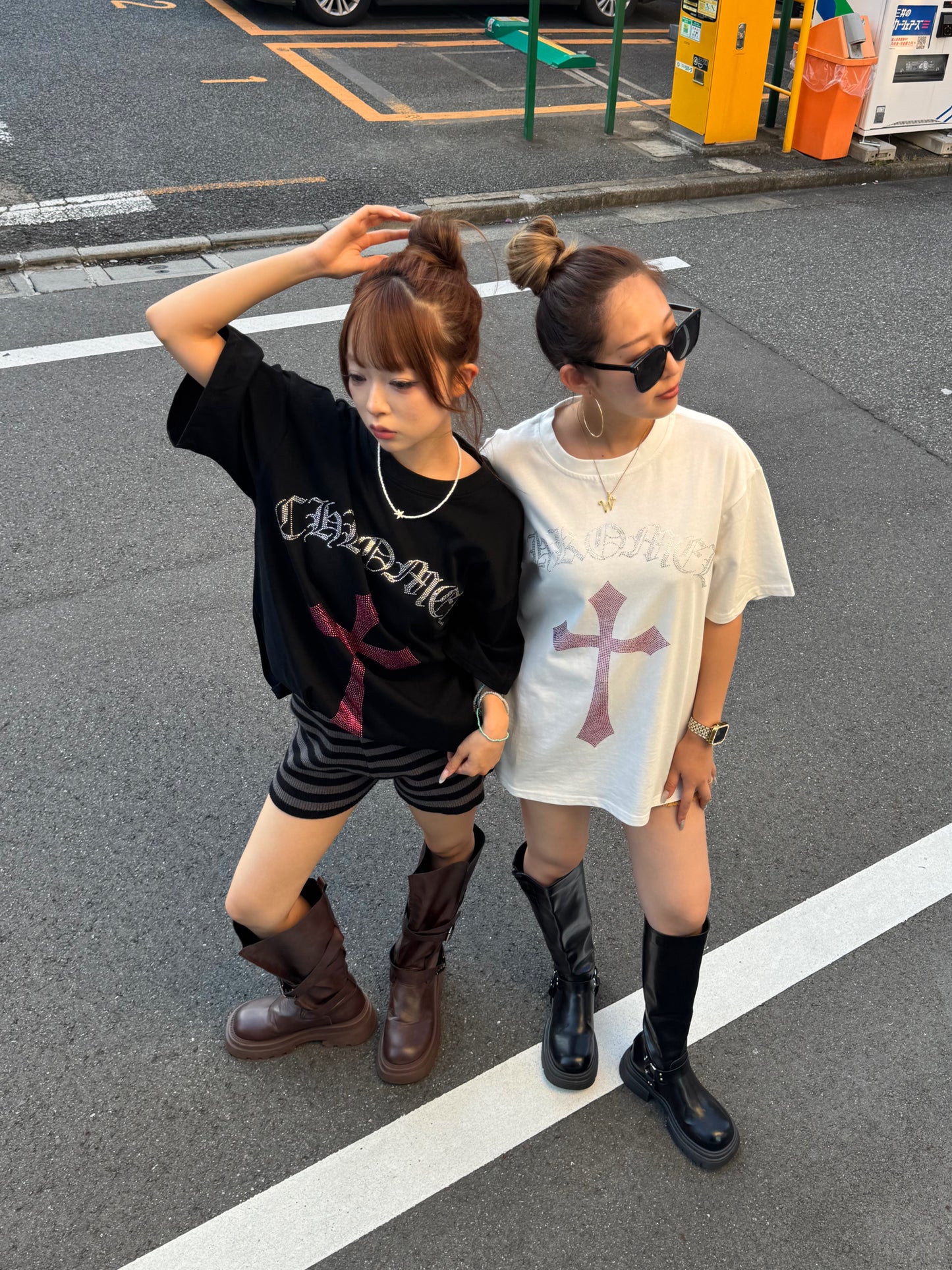【即納】クロスストーンオーバーサイズTシャツ DPB73666S