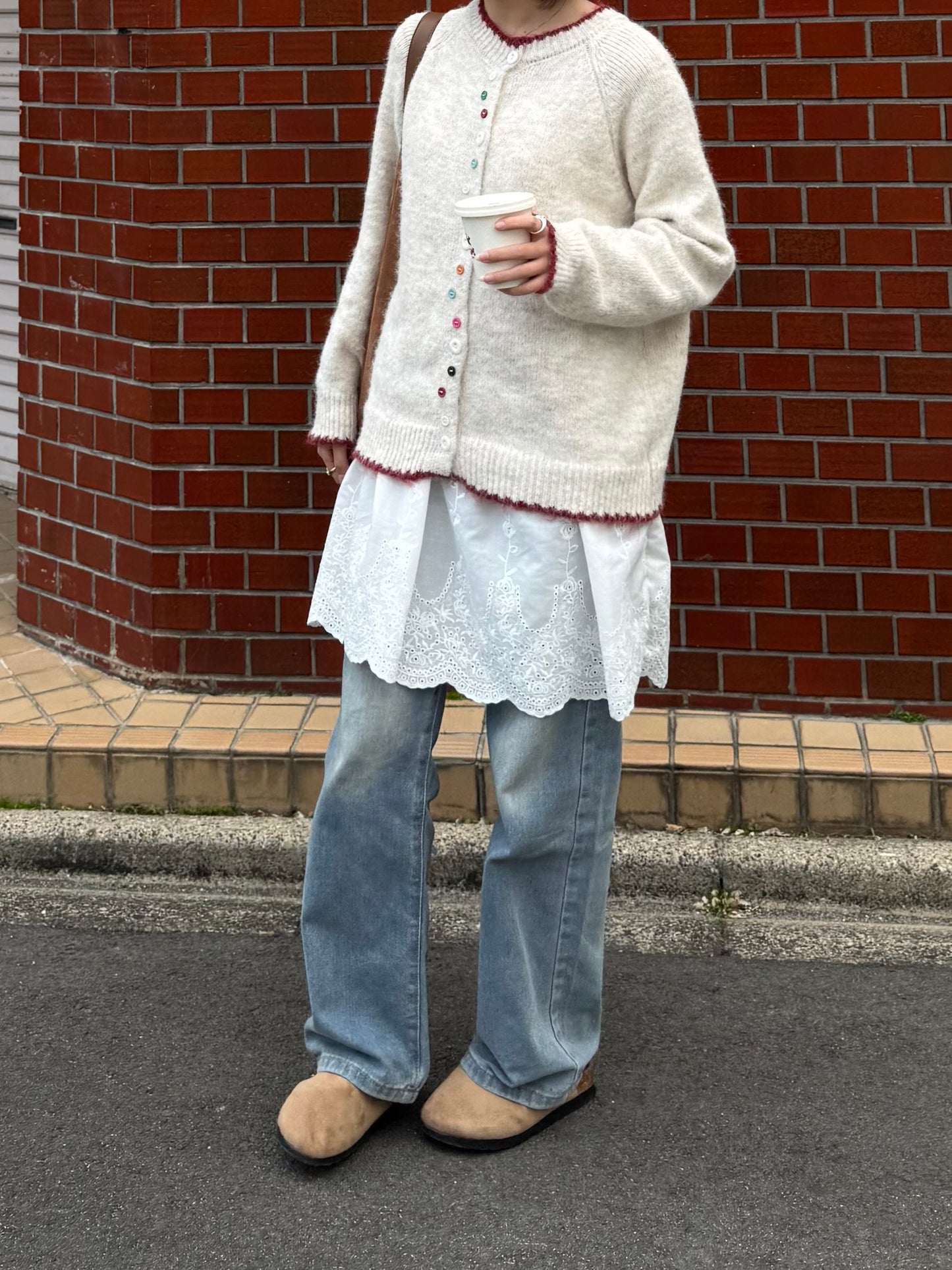 カラフルボタンバイカラーカーディガン DPC03016