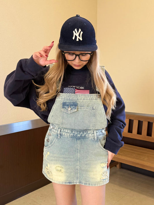 【即納】ミニデニムサロペットスカート DPB73549S