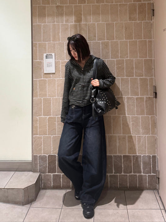 ストライプジップフーディー DPB93060