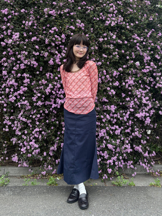レトロピンクシアーチェックトップス DPA43814
