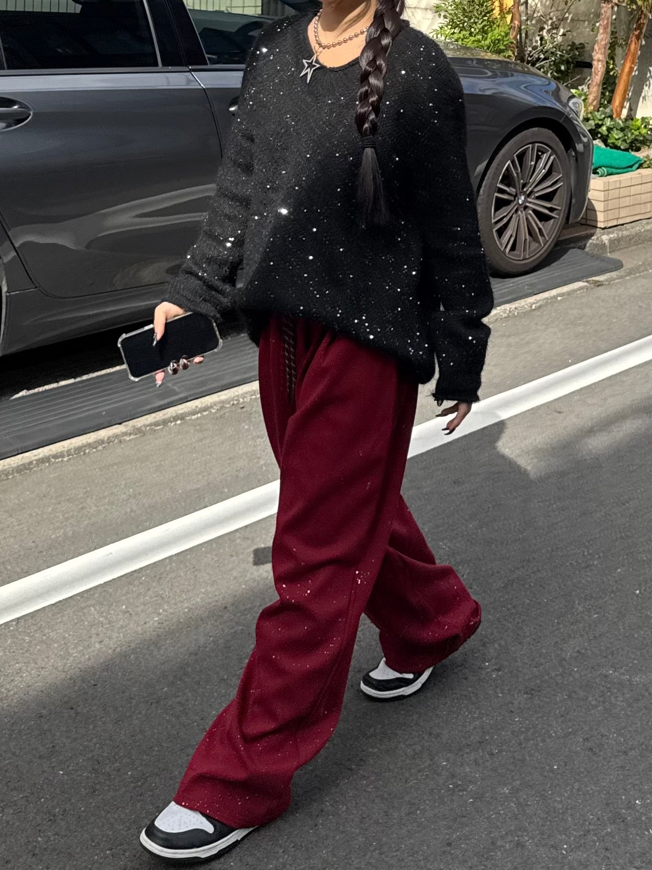 Vネックラメニット DPB86142