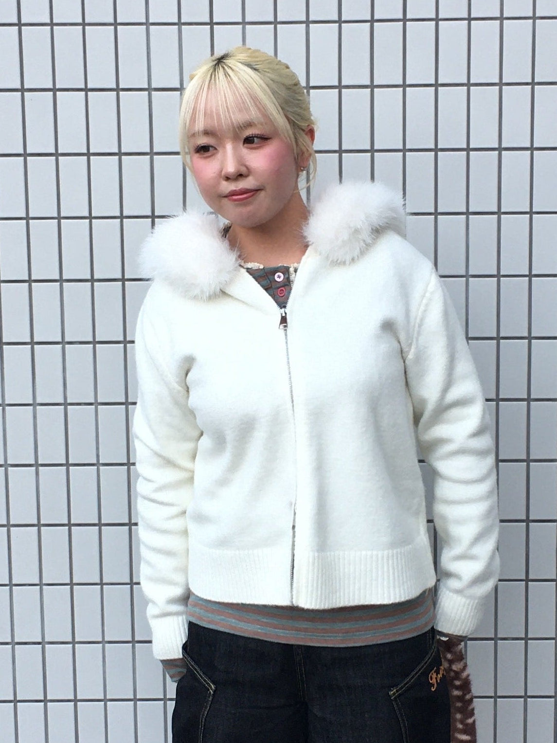 ファーフードニットパーカー DPB97066