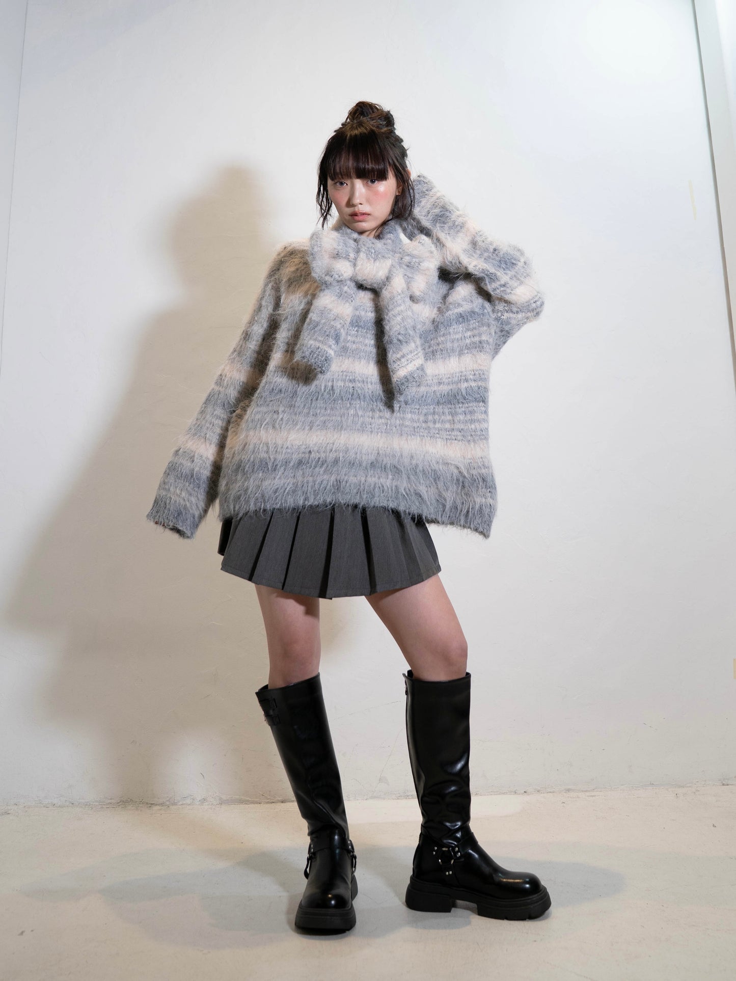 リボンマフラーボーダーニット DPC02005