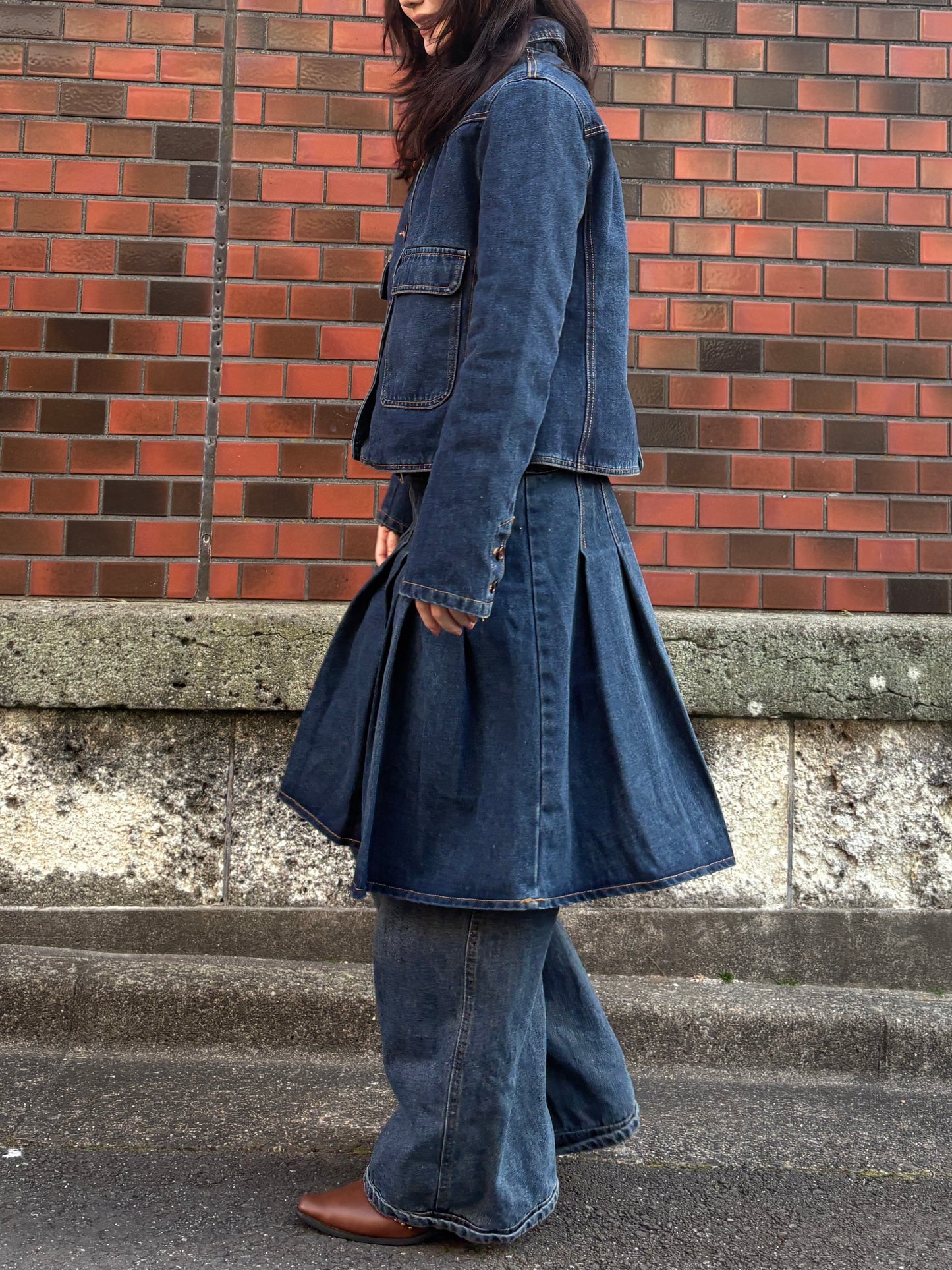 デニムプリーツスカート DPA43774