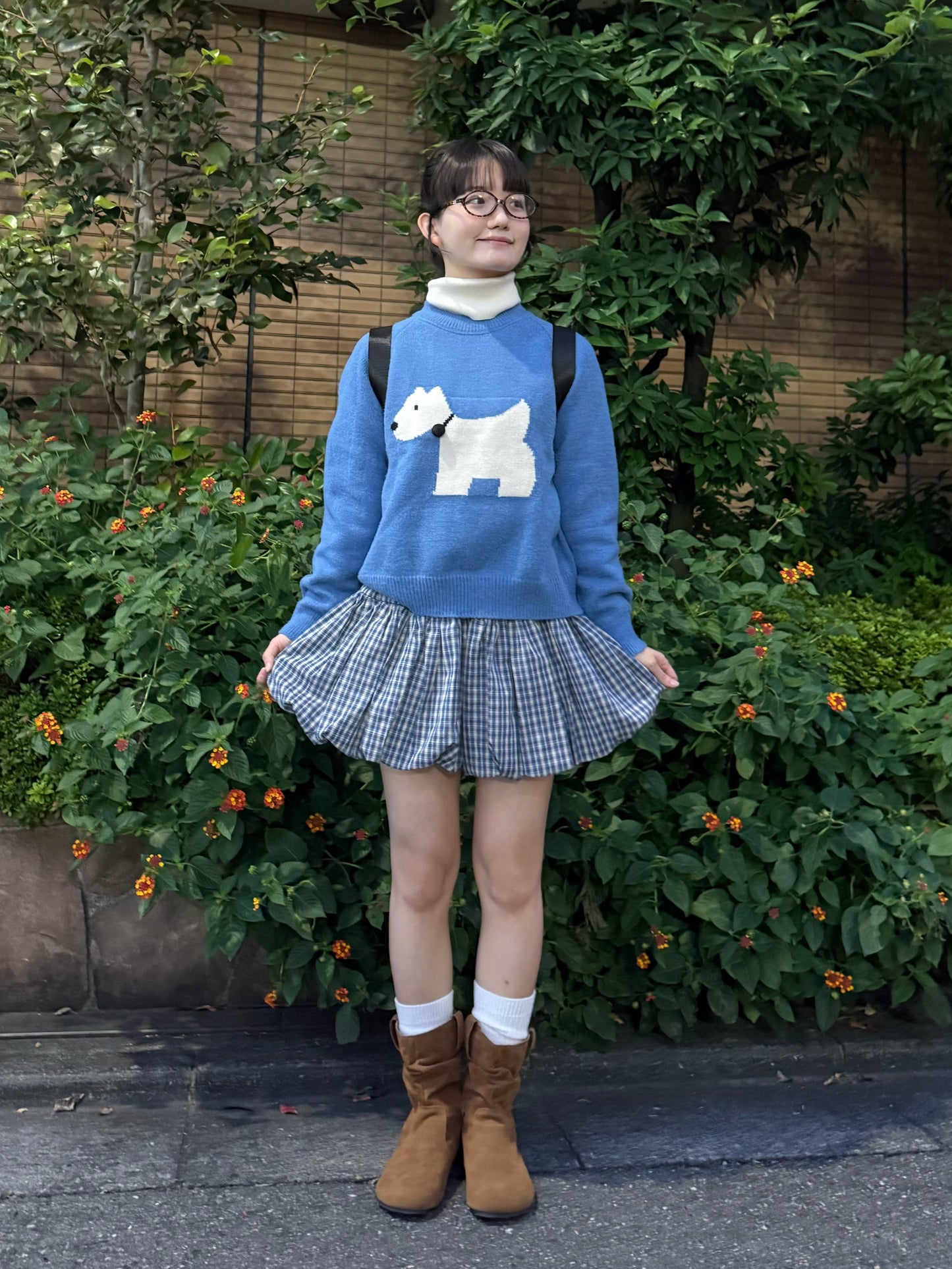 ブルーチェックバルーンスカート DPA43688