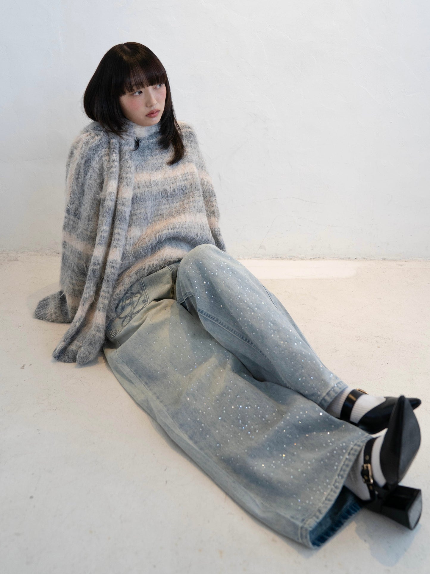 ラメストレートデニムパンツ DPC02014