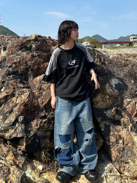 ダメージワイドデニムパンツ DPB70106