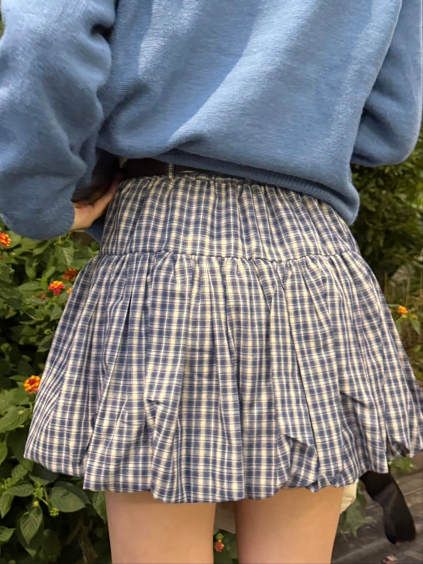 ブルーチェックバルーンスカート DPA43688