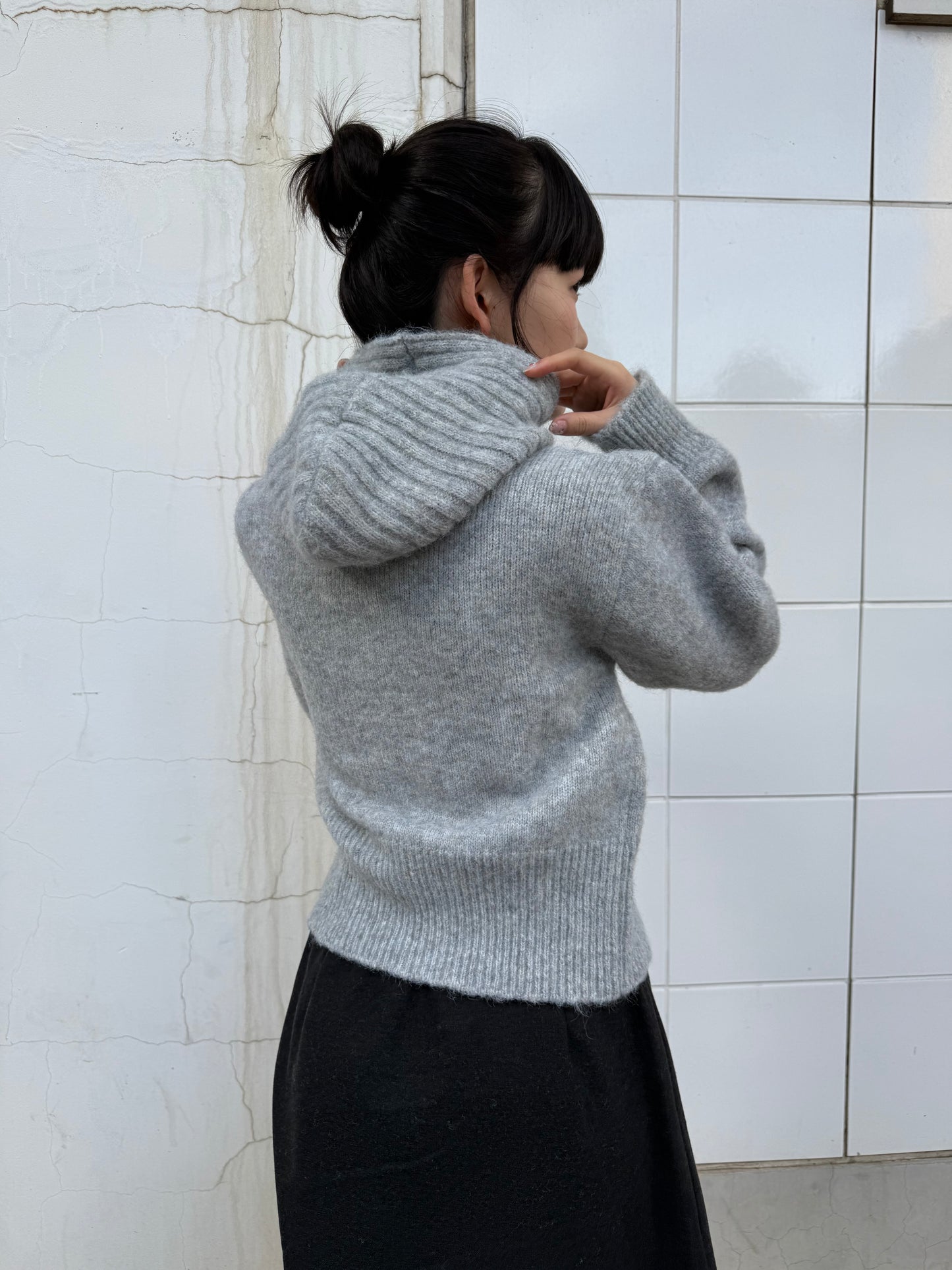 ライトグレーニットカーディガン DPA43737