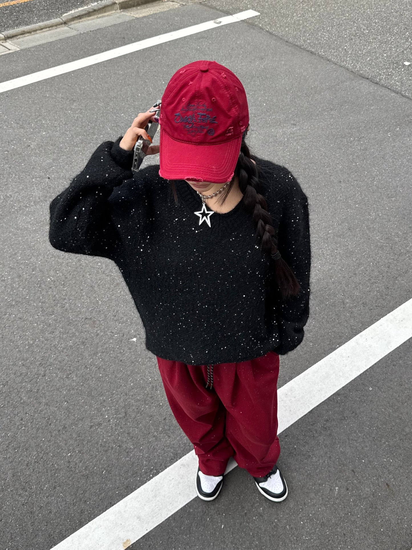 Vネックラメニット DPB86142