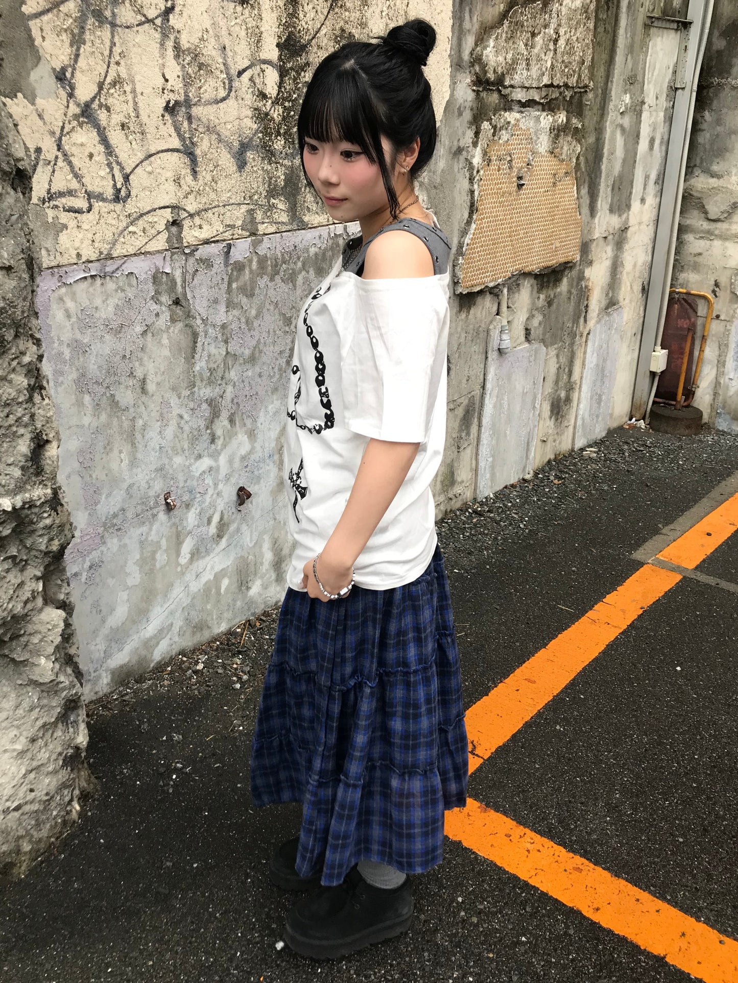 ロングチェックフリルスカート DPB89256