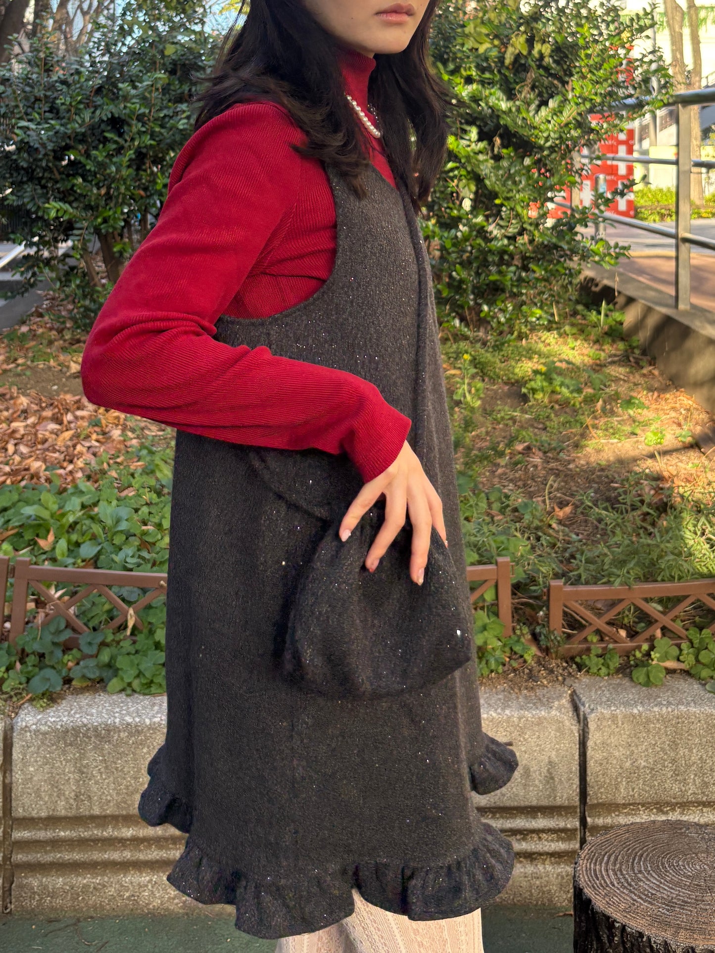 グリッターフリルワンピース&ミニバッグ DPA43724