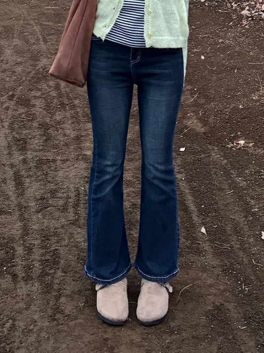 ウォッシュドステッチフレアデニムパンツ DPC03025