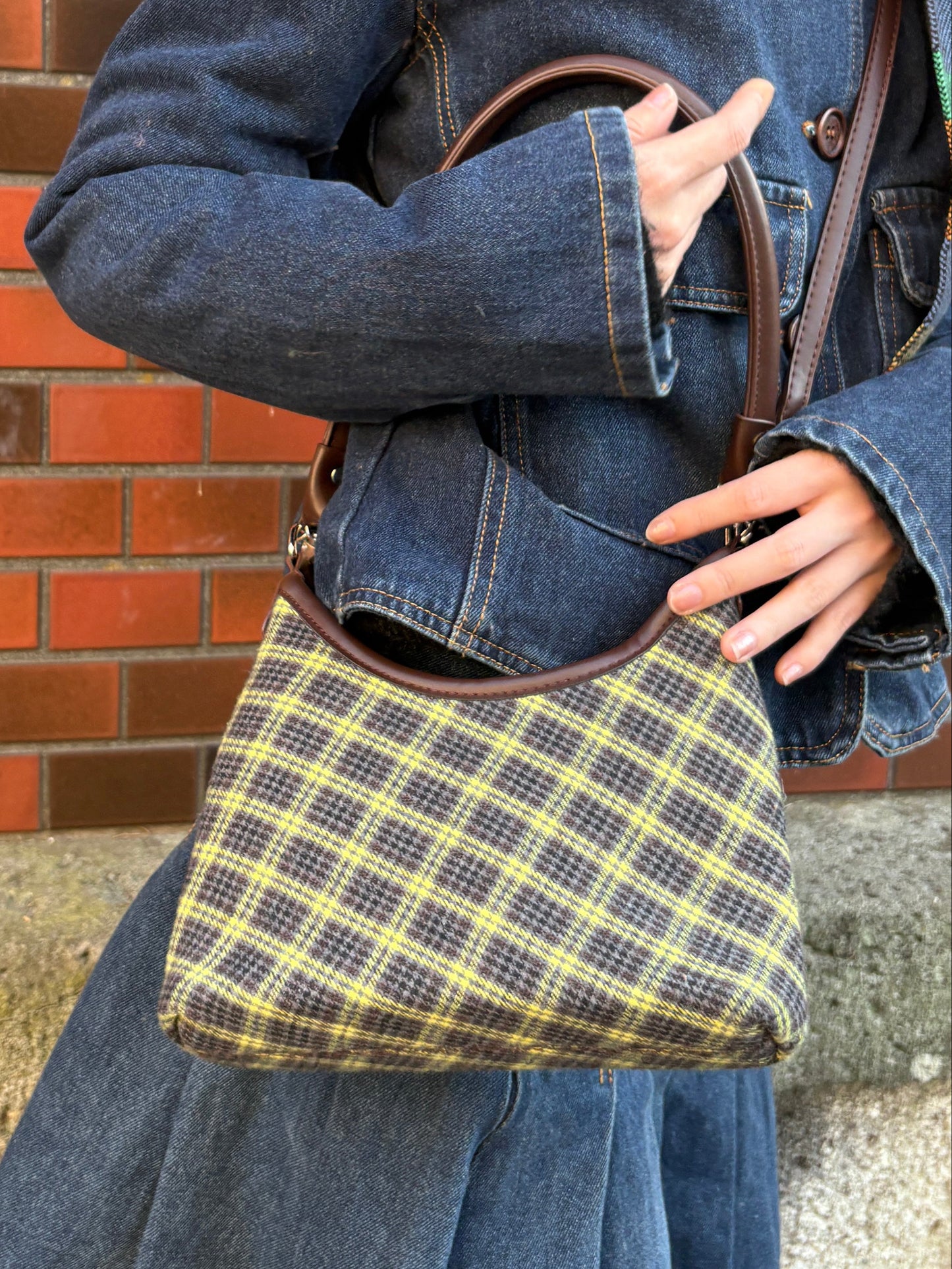 カジュアルチェックハンドバッグ DPA43778