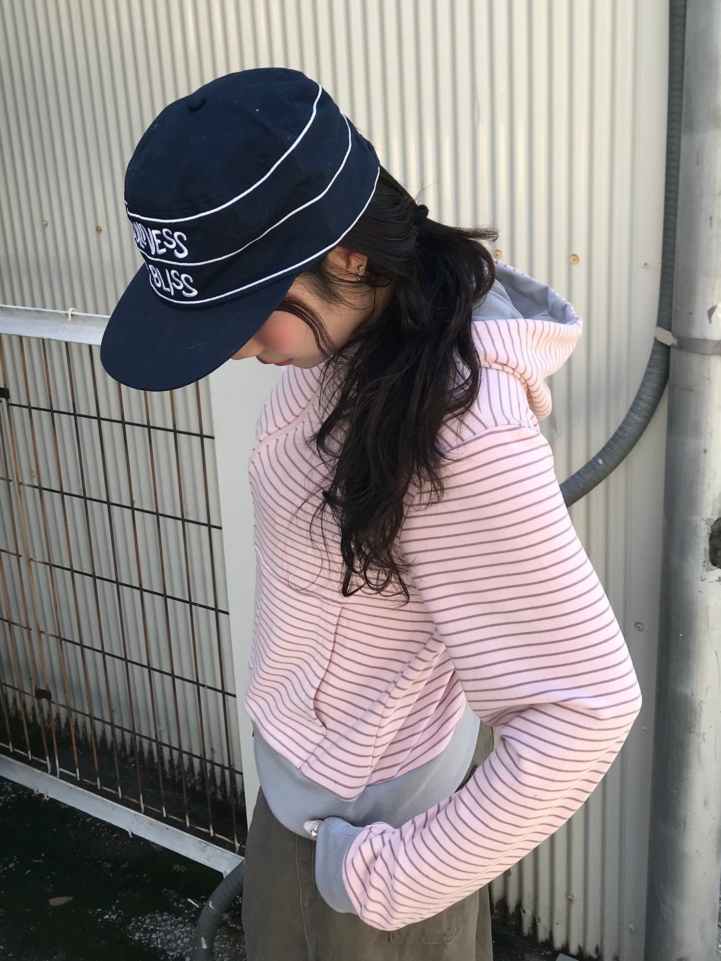 ボーダーピンクジップパーカー DPB89191