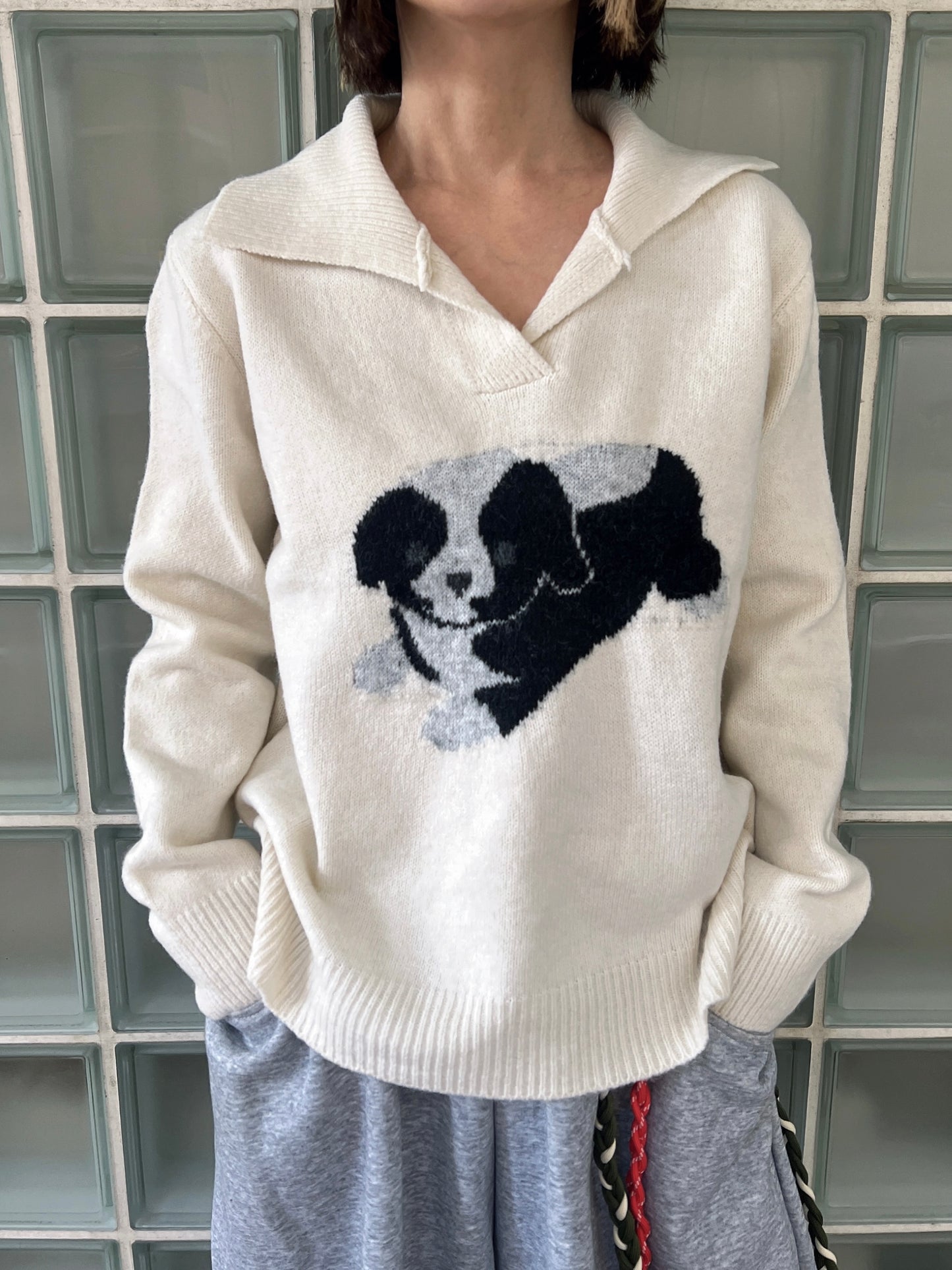 ドッグプリントニットプルオーバー DPB79220