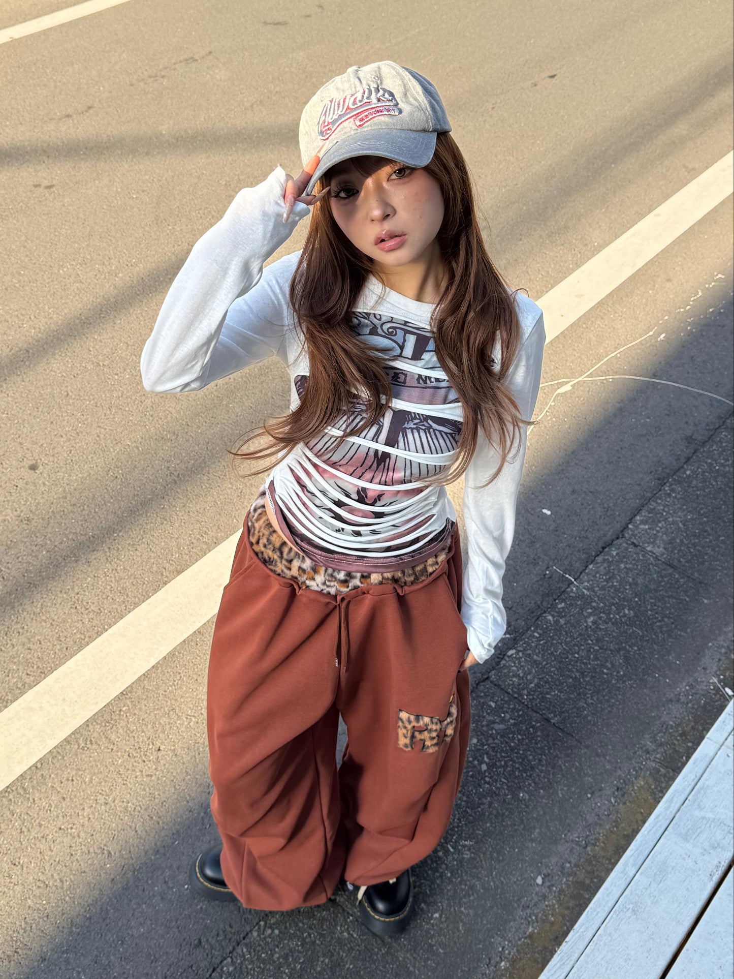 ポイントレオパードスウェットパンツ DPB86185