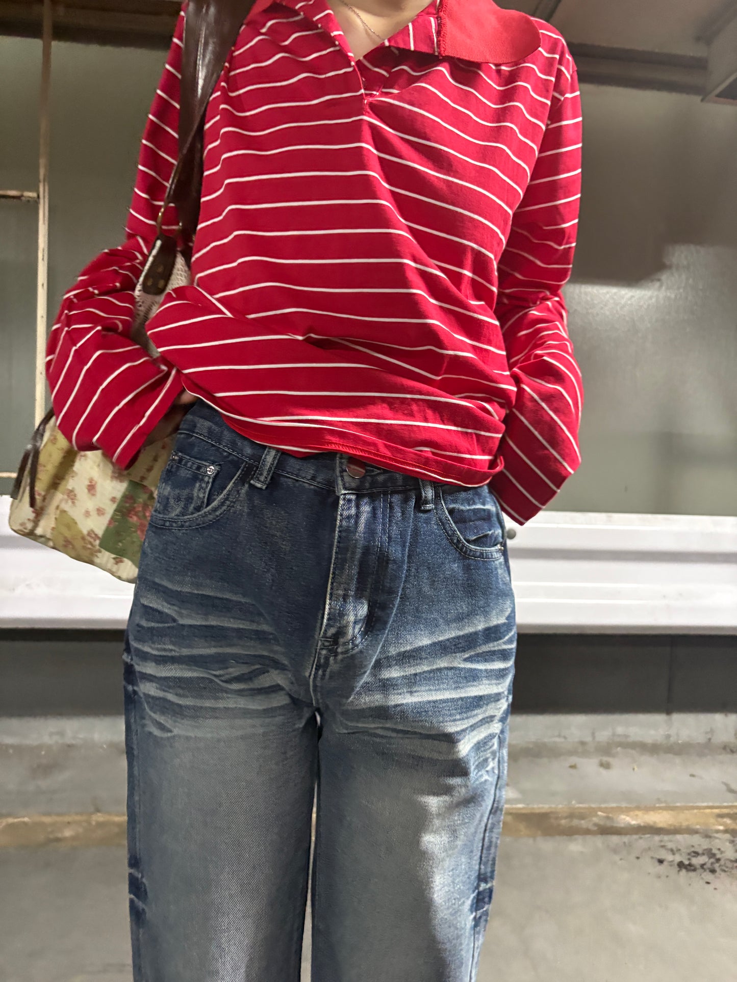 レトロセミワイドレッグデニムパンツ DPA43670
