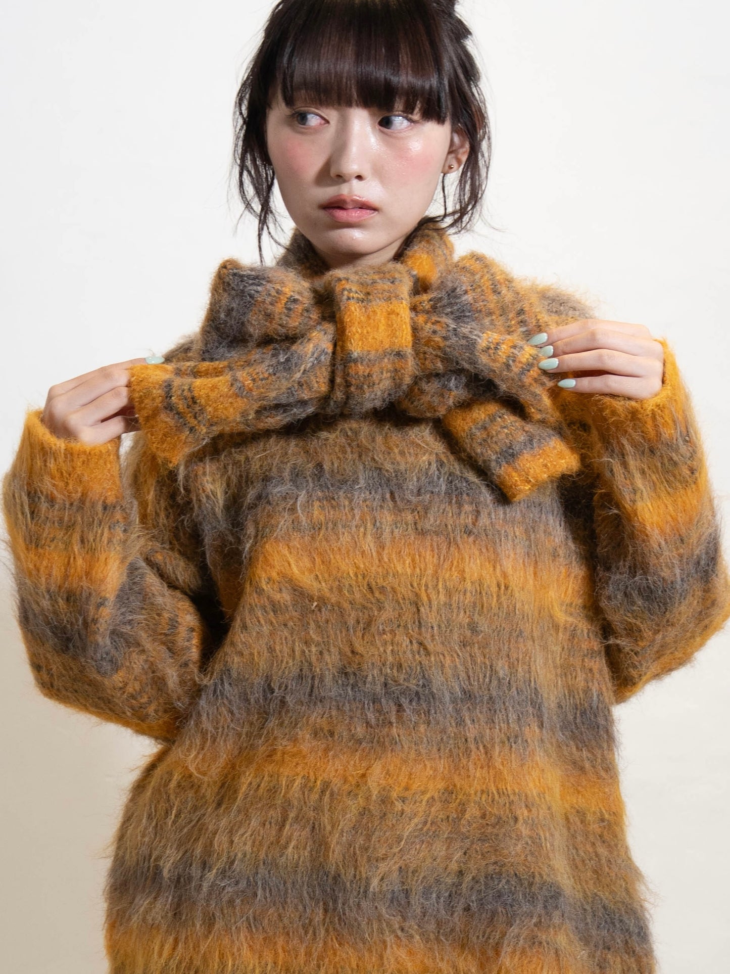 リボンマフラーボーダーニット DPC02005