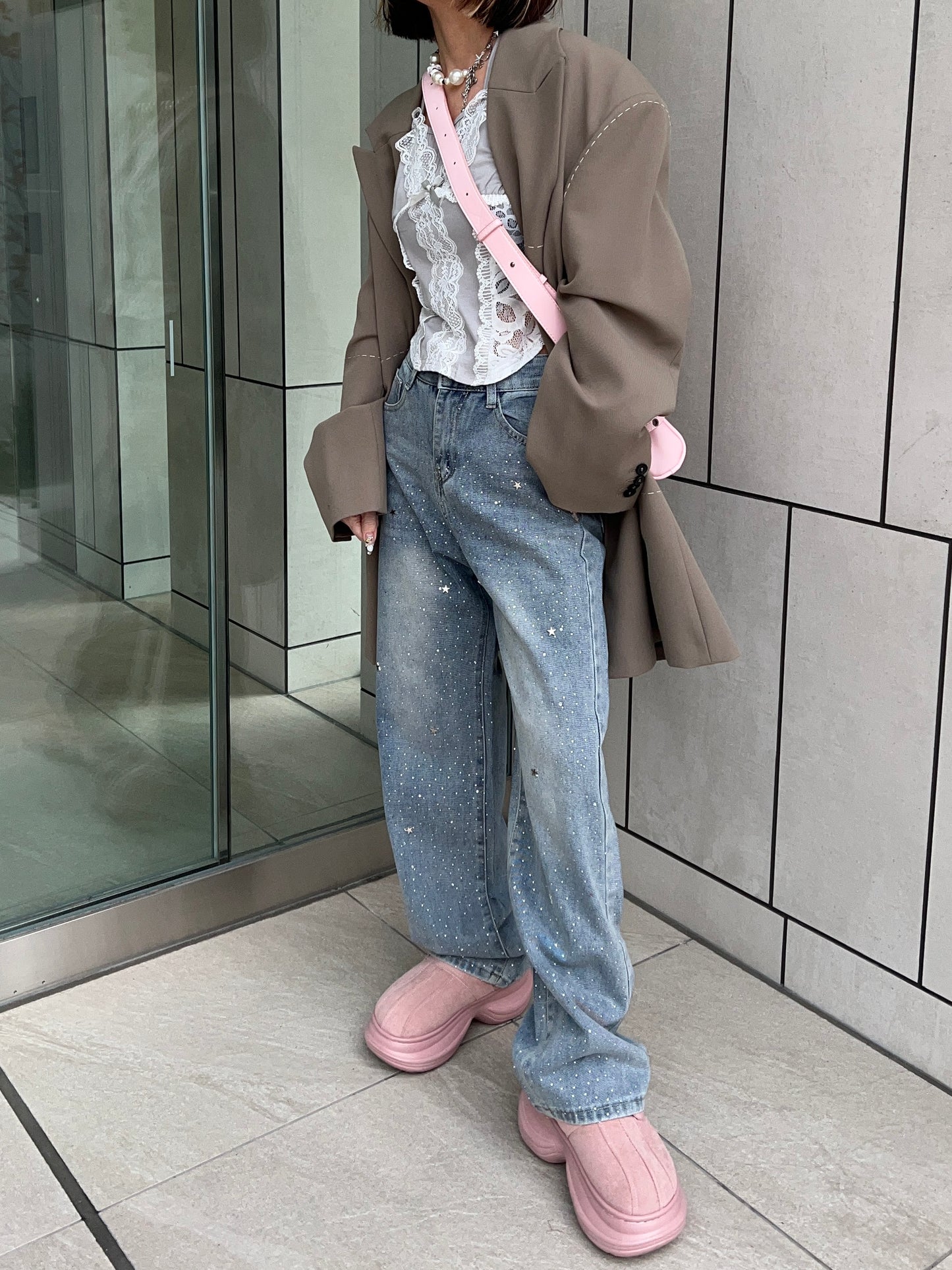 ラインストーンデニムパンツ DPB79252
