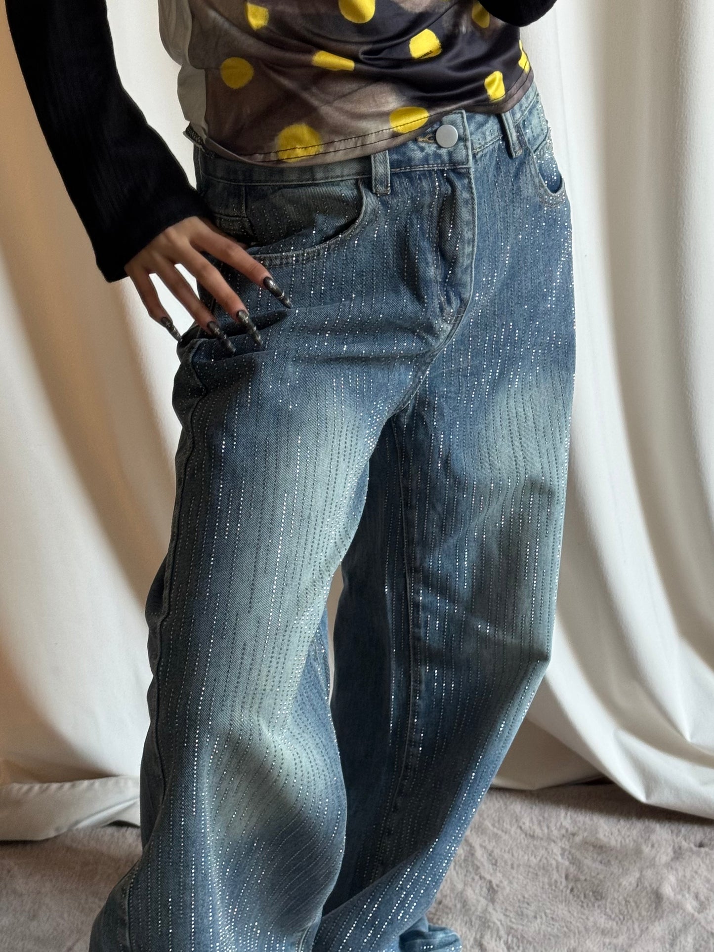 グリッターストーンデニムパンツ DPB86207