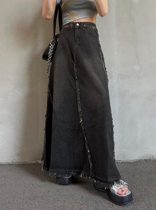 ブラックデニムロングスカート DPB26156