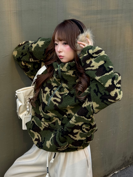 カモフラボアハーフジッププルオーバー DPB86180