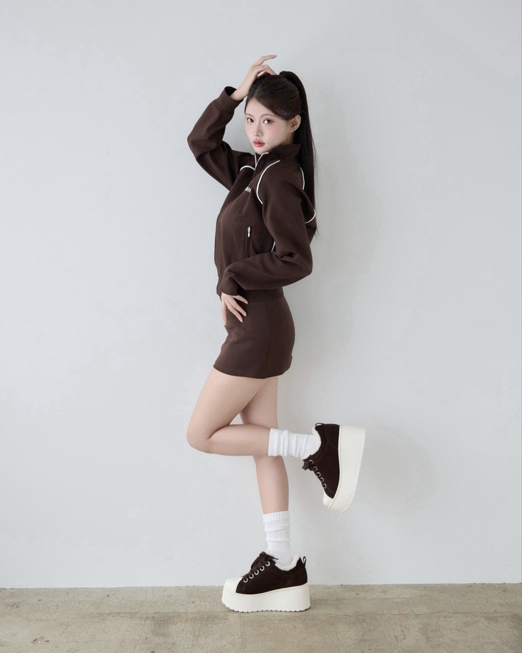 platform suede sneaker  BROWN　